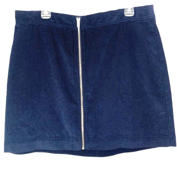 Gap Zippered Front Corduroy Mini Skirt Navy Blue Size 16 NWT - Picture 1 of 9